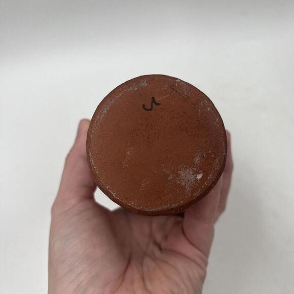 Vintage Painted And Dripped Glazed Bulgarian Terracotta Vase MCM Unique - Picture 6 of 7